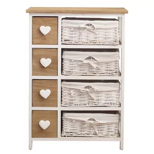 Rebecca Mobili Szafka Komoda 4 Szuflady Drewniane Naturalne 4 Biały Sypialnia Łazienka - Szafki łazienkowe - miniaturka - grafika 1