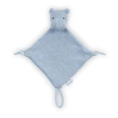 Zawieszki dla dzieci i niemowląt - Jollein 041  001  65128 do robienia na drutach-Doudou hipopotam z uchwytem do smoczka z jasnoniebieski - miniaturka - grafika 1