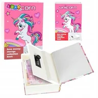 Skarbonki - Książka Ukryta Skarbonka Sejf Na Kod Szyfr Jednorożec Różowa - miniaturka - grafika 1