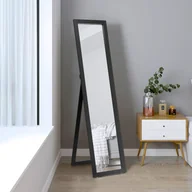 Lustra - COSTWAY 2 w 1 pełnowymiarowe lustro, lustro stojące z drewnianą ramą, lustro do garderoby 37 x 155 cm, lustro do sypialni, salonu i przedpokoju czarne - miniaturka - grafika 1