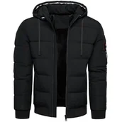 Kurtki męskie - Kurtka męska ocieplana z kapturem czarna Recea - miniaturka - grafika 1