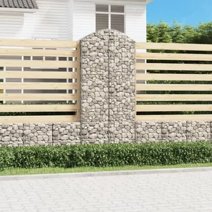 VIDAXL Łukowaty kosz gabionowy 100x50x220/240 cm, galwanizowane żelazo - Ogrodzenia - miniaturka - grafika 1