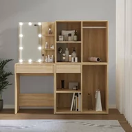 Toaletki - Toaletka z oświetleniem LED i 2 szafkami, dąb sonoma - miniaturka - grafika 1