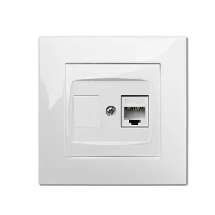 LEDart ELEKTRO - PLAST komputerowe RJ45 pojedyncze CARLA biały ELEKTRO - PLAST - Wyłączniki światła i elektryczne - miniaturka - grafika 1