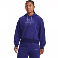 Bluzy sportowe damskie - Damska bluza dresowa nierozpinana z kapturem UNDER ARMOUR Essential Script Hoodie - granatowa - miniaturka - grafika 1