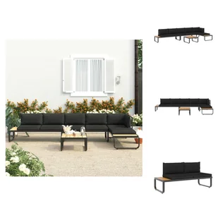 vidaXL 4-częściowa narożna sofa ogrodowa z aluminium i poduszkami WPC - Sofy ogrodowe - Sofy ogrodowe - miniaturka - grafika 1