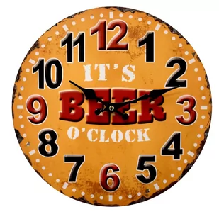 Żółty zegar ścienny Beer Ø34 cm - Zegary - miniaturka - grafika 1