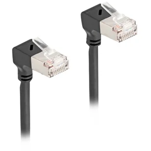 Kabel sieciowy DeLOCK RJ45 Cat.6A S/FTP Slim 90° w dół - Kable miedziane - miniaturka - grafika 1
