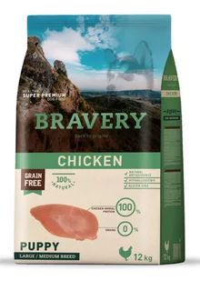 Bravery Grain Free Puppy Medium Large Chicken 12kg - Sucha karma dla psów - miniaturka - grafika 2