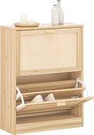 Szafki na buty - SoBuy FSR160-N Wywrotka na buty z 2 klapami Szafka na buty wąska Regał na buty z 4 półkami Regał na buty Komoda na buty Naturalna - miniaturka - grafika 1