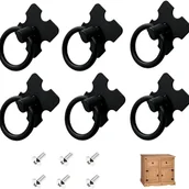 Zawiasy, okucia i inne akcesoria - Zestaw 6 zabytkowych czarnych uchwytów meblowych, uchwytów do szuflad, antycznych uchwytów do szafek kuchennych i kredensów. - miniaturka - grafika 1