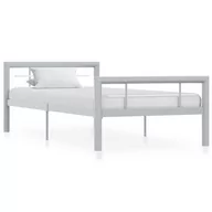 Łóżka - vidaXL Rama łóżka, szaro-biała metalowa, 100 x 200 cm - miniaturka - grafika 1