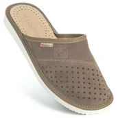 Kapcie męskie - PanSzew Kapcie Męskie z NATURALNEJ SKÓRY Pantofle Skórzane POLSKIE 40-46 - miniaturka - grafika 1