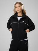 Bluzy damskie - 4F Bluza dresowa regular bez kaptura damska - czarna XS - miniaturka - grafika 1