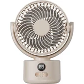 Wentylatory - Przenośny wentylator stołowy, 3 prędkości, do domu, biura i na kemping (beżowy) - miniaturka - grafika 1