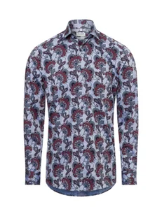 Olymp Level Five Koszula męska Mężczyźni Slim Fit Bawełna niebieski|wielokolorowy wzorzysty, 38 - Koszule męskie - miniaturka - grafika 1