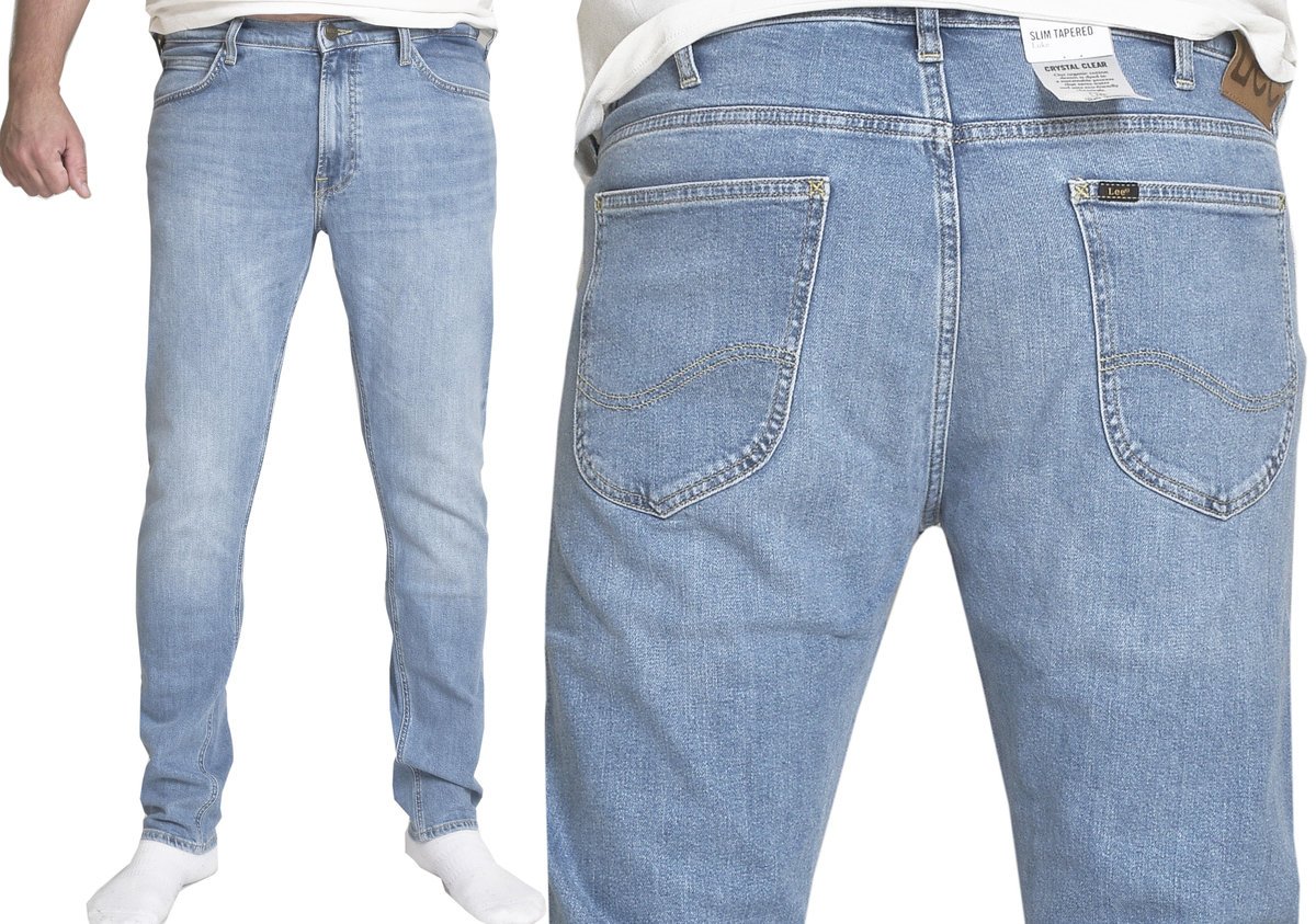 LEE LUKE jasne spodnie jeans zwężane slim tapered Zielony W34 L34