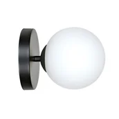 Lampy ścienne - Emibig Lighting czarno-biała lampa ścienna szklana kula BIOR K1 BLACK 1020/K1 nowoczesny minimalistyczny kinkiet 1020/K1 - miniaturka - grafika 1