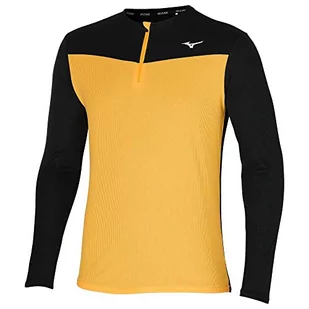 Mizuno Męskie DRYAEROFLOW LS HZ bieganie, wyścigi żółty/czarny, S - Koszulki męskie - miniaturka - grafika 1