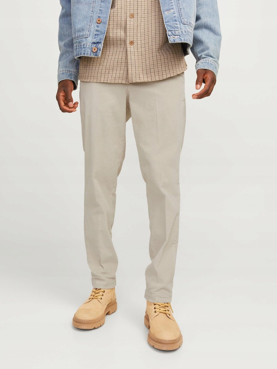 JACK&JONES KLASYCZNE SPODNIE CHINOS ZE SZTRUKSU BEŻOWE 33/34 16EA