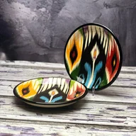 Talerze - Mały talerz ceramiczny ręcznie zdobiony „Kocie oko” o średnicy 15cm - miniaturka - grafika 1