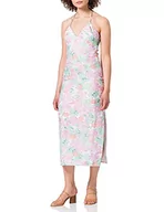 Sukienki - NA-KD Damska sukienka midi z dekoltem w serek, Fioletowy kwiat, 36 PL - miniaturka - grafika 1