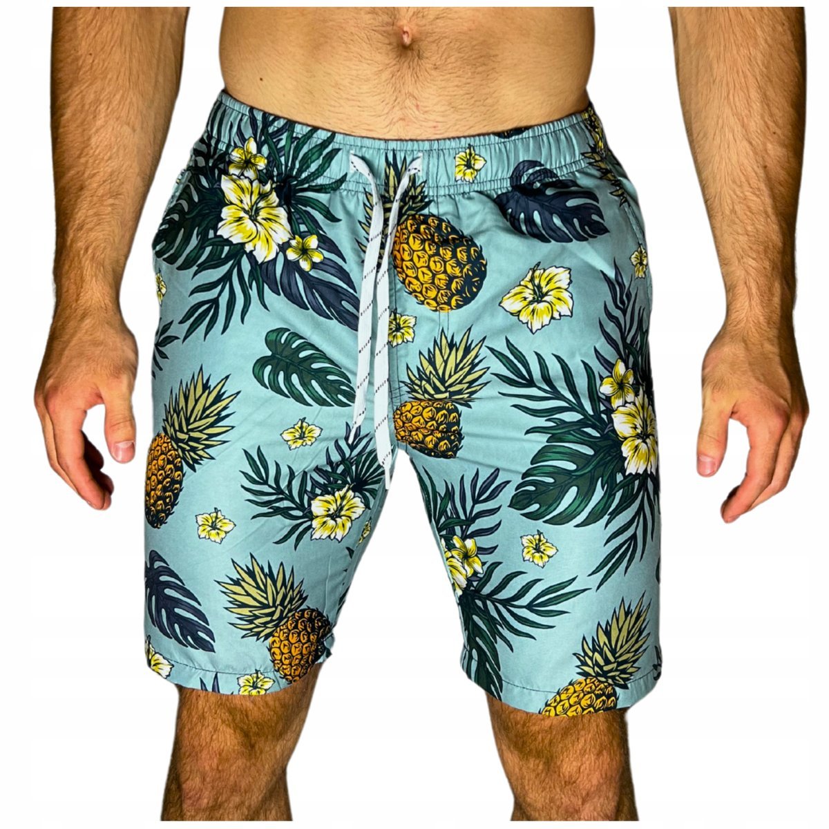 Spodenki Plażowe Szorty Młodzieżowe Hawajskie Kąpielówki Siatka SLIM XL