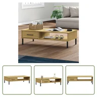Ławy i stoliki kawowe - The Living Store Stolik kawowy OSLO z metalowymi nogami Brązowe lite drewno sosnowe - miniaturka - grafika 1