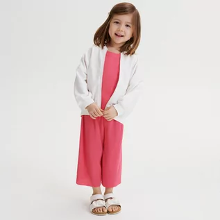 Spodnie i spodenki dla dziewczynek - Plisowane kuloty z wiskozą - Różowy - grafika 1