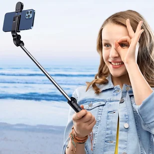 Uchwyt Alogy Bezprzewodowy Selfie Stick Bluetooth składany Tripod Mini statyw do telefonuZ lampką LED - Selfie stick - miniaturka - grafika 9