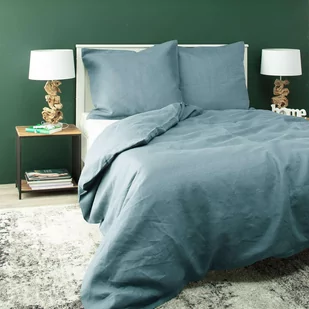 Dekoria pl pl Komplet pościeli lnianej Linen 160x200cm grey-blue 160 x 200 cm 2 poszewki 80 x 70 cm 764-159-11 - Pościel - miniaturka - grafika 1