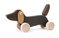 Zabawki zręcznościowe - Mały jamnik na kółkach - drewniany piesek-zabawka - miniaturka - grafika 1