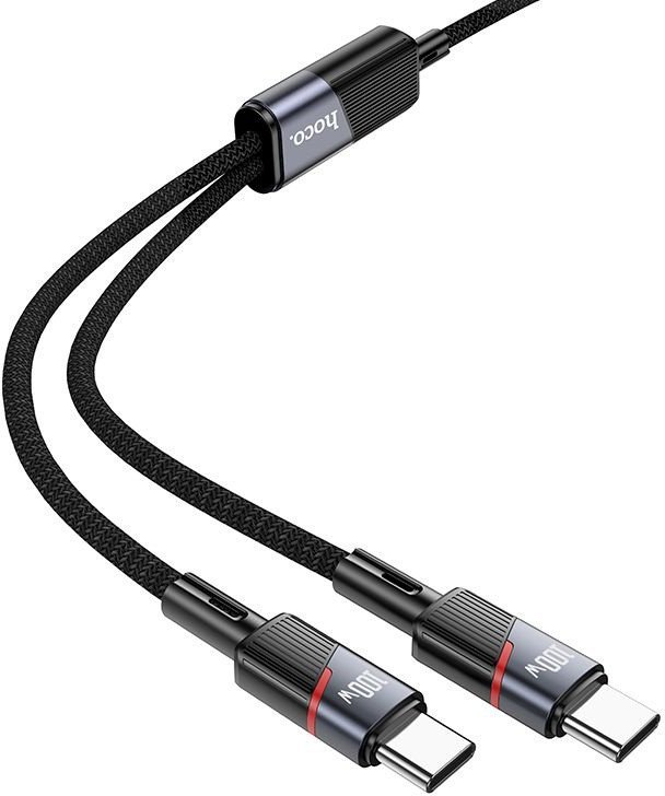 Kabel 2w1 USB C do USB C / USB C Hoco 5A 100W 1,2 m U139 czarny