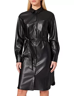 Sukienki - TOM TAILOR Damski Sukienka koszulowa ze sztucznej skóry 1029627, 14482 - Deep Black, 40 - grafika 1