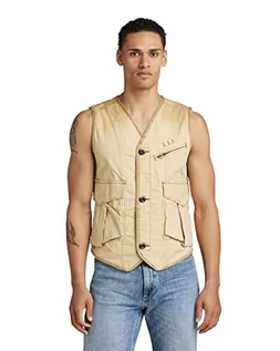 Kurtki męskie - G-STAR RAW Męska kurtka Washed Cargo Vest, beżowy/khaki (Hemp Vintage Gd 9740-d297), S - grafika 1