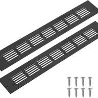Kratki wentylacyjne - Zestaw 2 kratek wentylacyjnych aluminiowych wewnętrznych 300 x 50 mm do szafek, garderób i szafek na buty z 8 śrubami [Czarny] - miniaturka - grafika 1