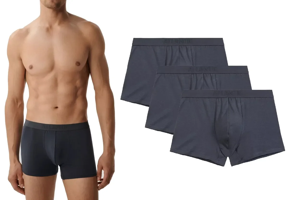 ATLANTIC Bokserki męskie klasyczne włókno bambusowe 3BMH-016 GRF 3-PACK XXL