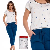 Piżamy damskie - Piżama damska bawełniana krótki rękaw spodnie 3/4 CORNETTE 055/305 Heart XL - miniaturka - grafika 1