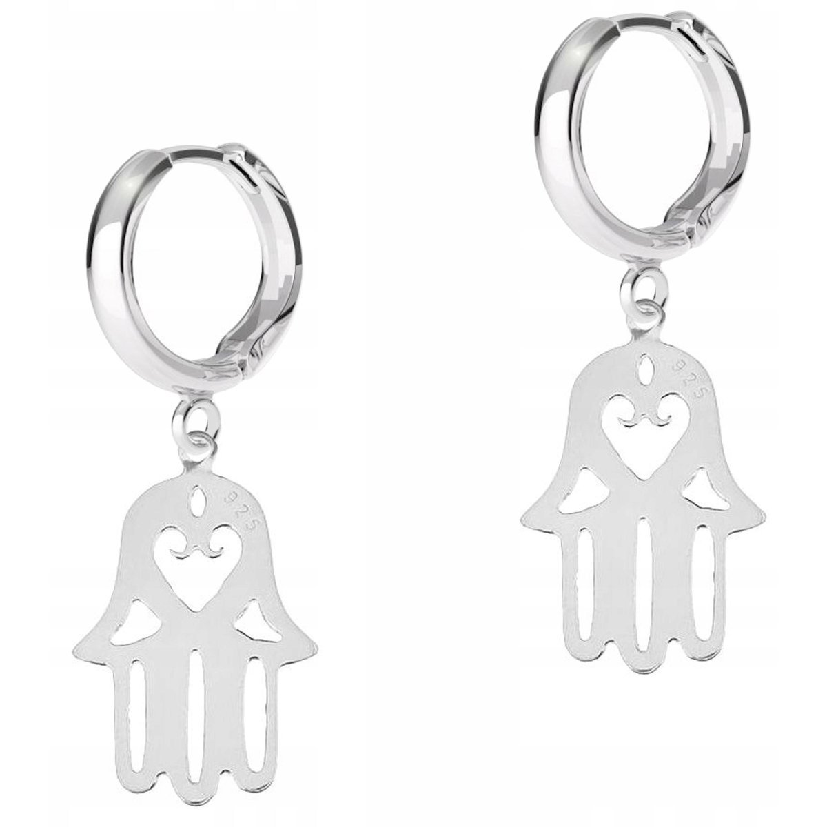 Kolczyki Srebrne Blaszki z Ręką Opatrzności Ażurowe Dłonie SREBRO 925