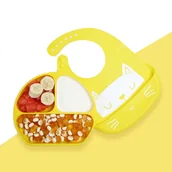 Zestawy naczyń dla dzieci - TALERZYK SILIKONOWY ZE ŚLINIACZKIEM ZESTAW KOLORY - miniaturka - grafika 1