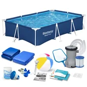 Baseny ogrodowe - Basen ogrodowy stelażowy 300x201x66cm zestaw 16w1 Bestway 56404N - miniaturka - grafika 1