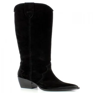 Czarne zamszowe kowbojki na obcasie CARINII - Carinii - Kozaki damskie - miniaturka - grafika 1