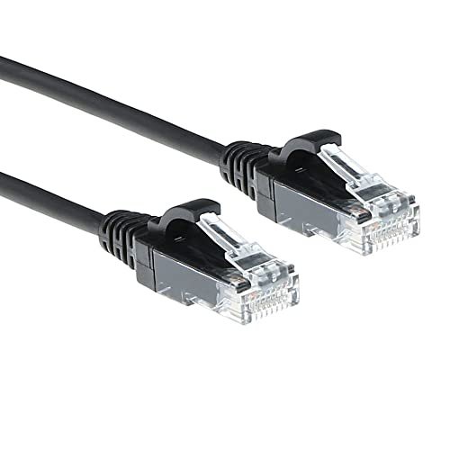 ACT CAT6 kabel sieciowy, U/UTP LSZH LAN kabel cienki, 3,8 mm Slimline, elastyczny kabel Snagless Ethernet z wtyczką RJ45, do stosowania w centrach danych, 7 m, czarny – DC9907