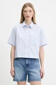 Koszule damskie - Guess Jeans koszula bawełniana damska kolor niebieski relaxed z kołnierzykiem klasycznym W5GH98 WH7Q1 - miniaturka - grafika 1