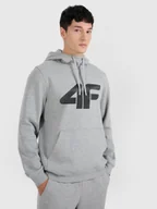 Bluzy męskie - 4F Bluza dresowa nierozpinana z kapturem męska - szara XXL - miniaturka - grafika 1