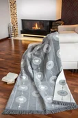 Koce - Koc bawełniany akrylowy 150x200 1387/1 szary biały serca narzuta pled - miniaturka - grafika 1