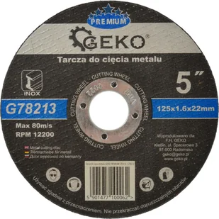 Geko tarcza do cięcia metalu Premium 125x1.6 Inox G78213 - Tarcze do pił - miniaturka - grafika 1
