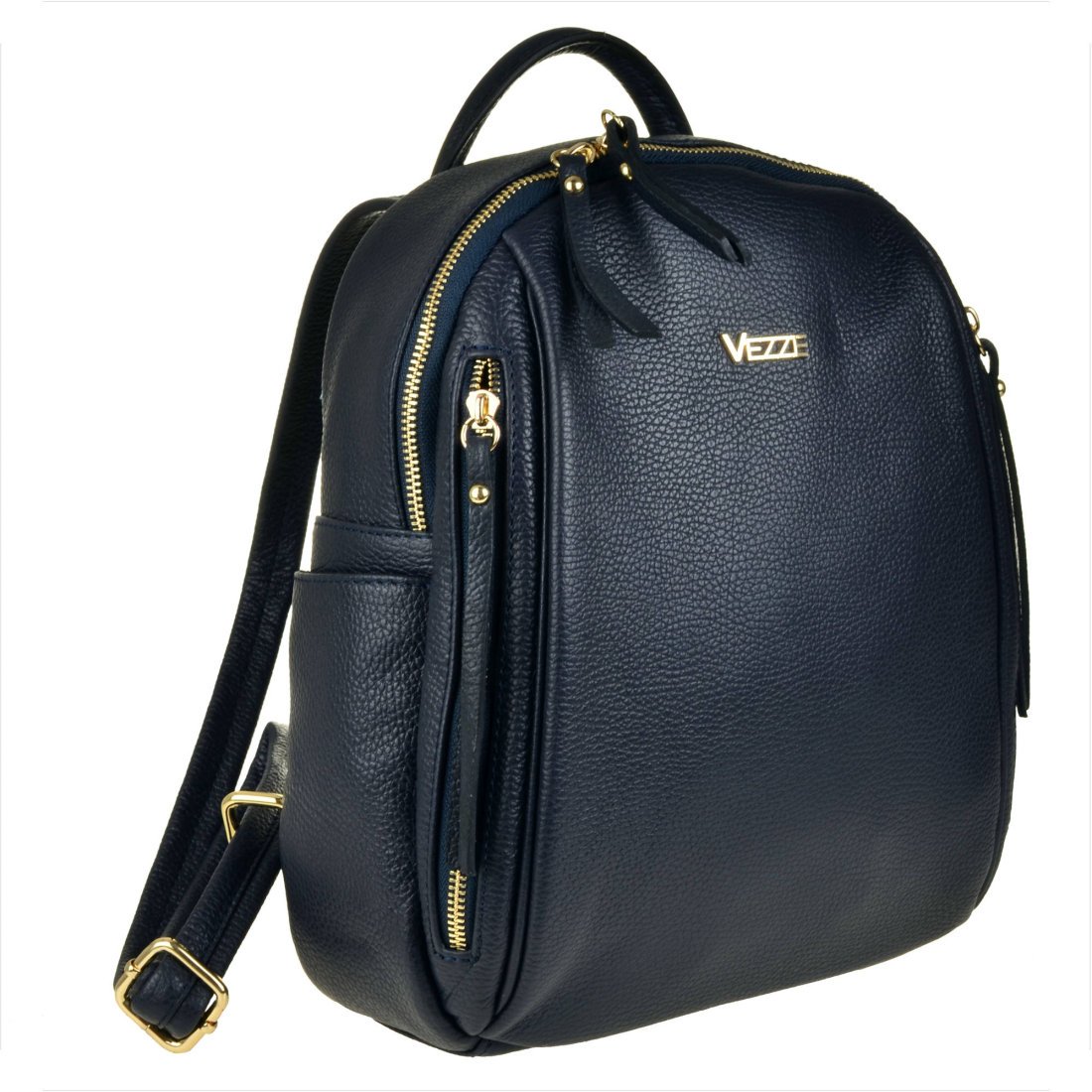 VEZZE Plecak skórzany granat włoski