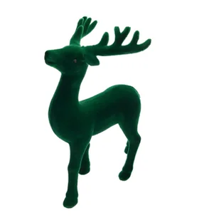 Renifer Świąteczny Stojący Zielony Flokowany 21 Cm - Ozdoby bożonarodzeniowe - miniaturka - grafika 1
