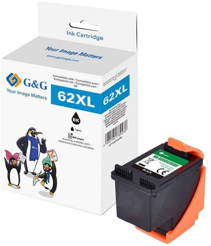Tusz G&G XL- Patrone kompatybilny z HP 62XL/ C2P05AN czarny